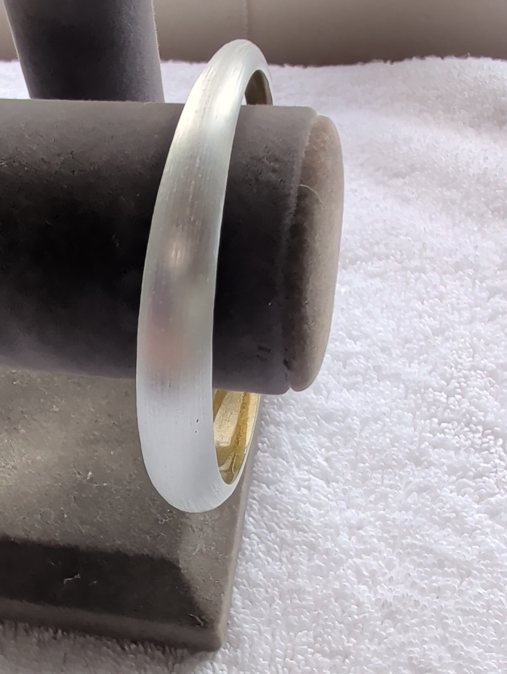 Alexis Bittar frosted white / silver lucite tapered bangle